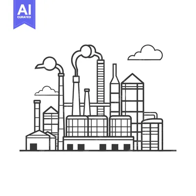 Aset premium populer: Industrial Factory Complex Skyline Illustration
