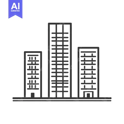 Simple Line Drawing Of Three City Buildings