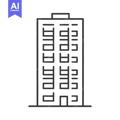 Simple Line Drawing Of A Multistory Apartment Building