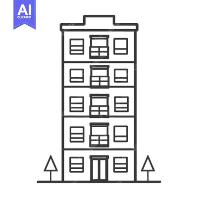 A Simple Line Drawing Of An Apartment Building