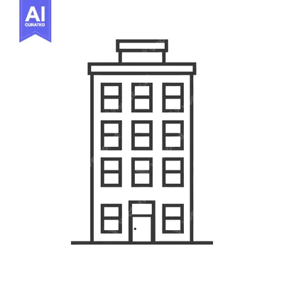 Aset desain premium: Simple Line Drawing Of A Multi Story Building