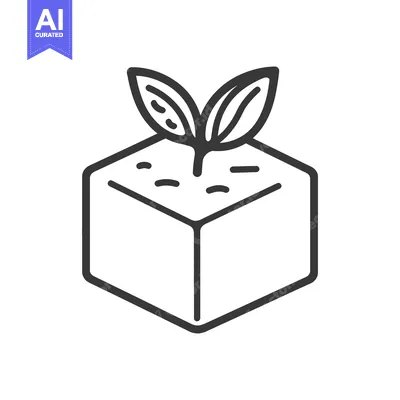 Aset desain premium: A seedling sprouts from a cubic block of soil