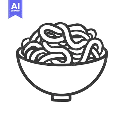 A Bowl of Noodles A Simple Line Drawing