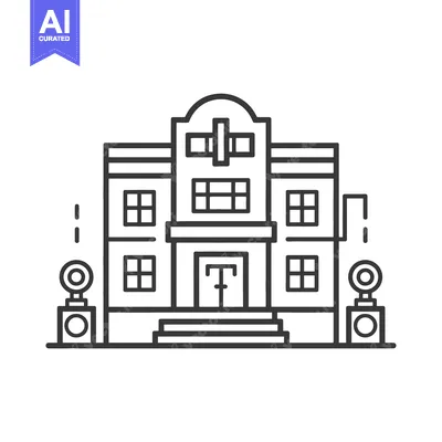 Aset desain premium: A Classic Style Building with Exterior Lighting