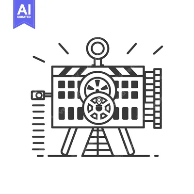 Aset premium populer: A stylized illustration of a retro robotic device