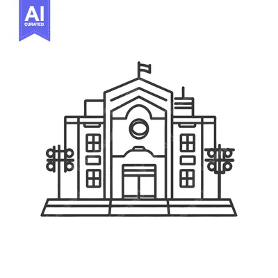Line drawing of a grand civic building