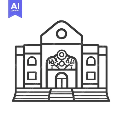 Aset desain premium: Elegant Building Architectural Line Art Design