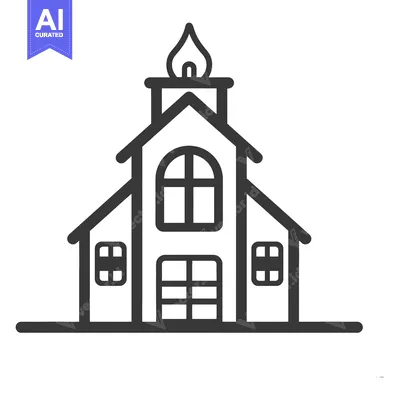 Aset desain premium: Simple Line Drawing Of A House With A Flame