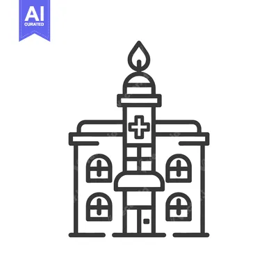 Aset desain premium: A Simple Line Drawing Of A Hospital Building