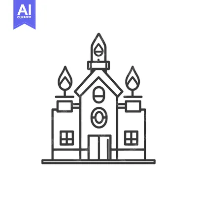 Aset premium populer: Line art illustration of a stylized building with flames