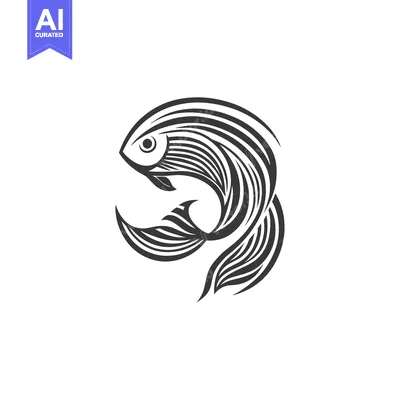 Aset desain premium: Stylized Fish Design Abstract Aquatic Lifeform