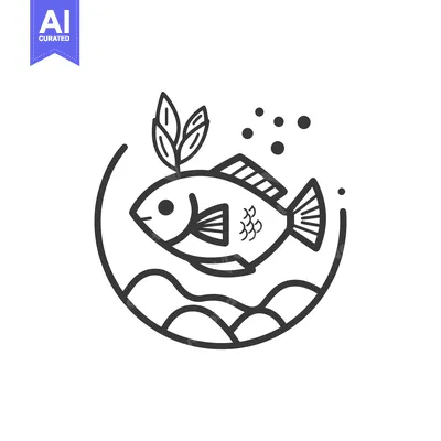 Aset premium populer: Stylized Line Art Fish In Underwater Scene