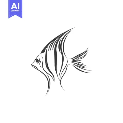 Aset premium populer: Stylized Angelfish Line Art Design Illustration