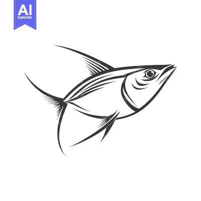 Aset premium populer: Stylized Line Drawing of a Skipjack Tuna Fish