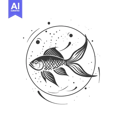 Aset premium populer: Elegant Stylized Fish Design Encircled In Abstract Art