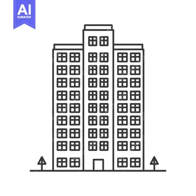 Premium design asset: A Simple Line Drawing of a Multistory Building