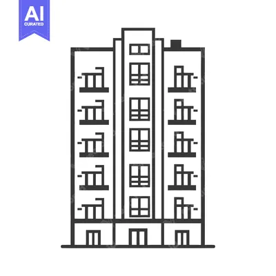 Aset premium populer: Apartment Building Line Art Simple Design Illustration