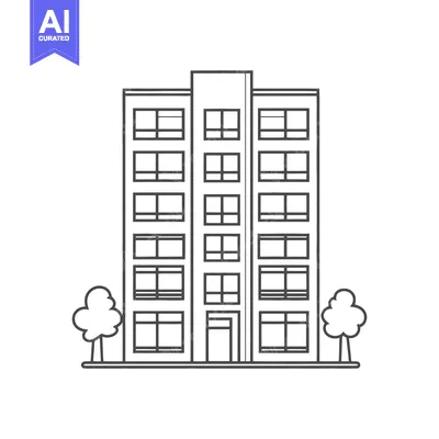 Premium design asset: Apartment Building Illustration With Trees