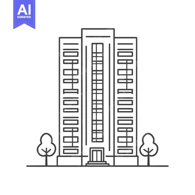 Modern Apartment Building with Two Trees