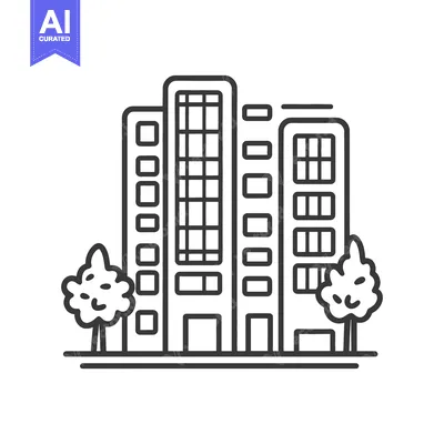 Premium design asset: Apartment Buildings With Trees Landscaping Cityscape