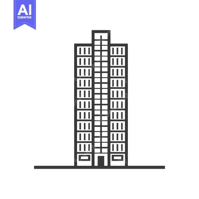 Aset desain premium: Modern Apartment Building Icon Minimalist Design