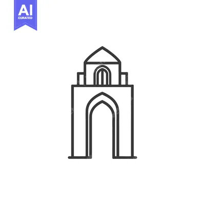 Aset desain premium: Line drawing of an elegant architectural monument