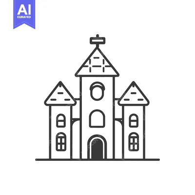 Aset premium populer: Simple Line Drawing of a Church Building