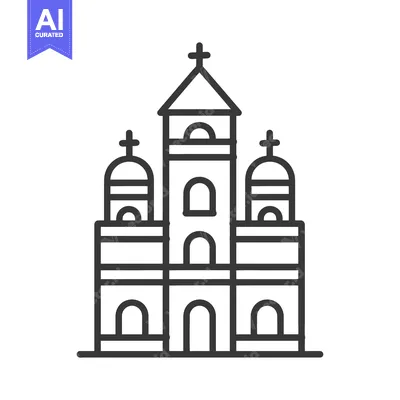 Aset desain premium: A Simple Line Drawing Of A Church Building