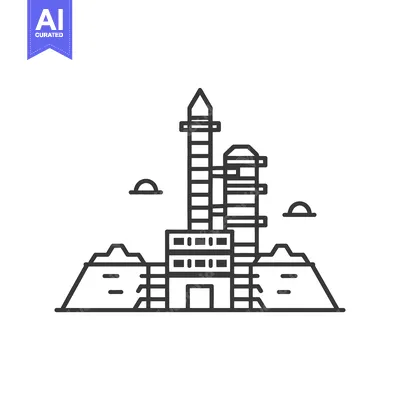 Premium design asset: Space Center Building Rocket Launch Complex