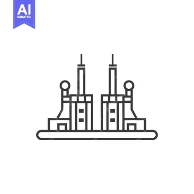 Aset desain premium: Twin Tower Power Plant Industrial Complex Design