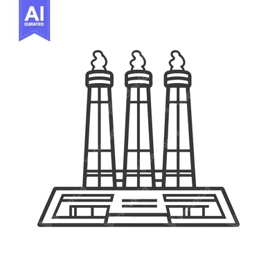 Aset premium populer: Industrial Power Plant With Three Tall Smokestacks