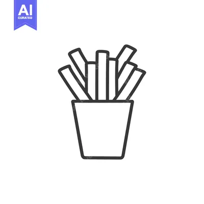 Premium design asset: French Fries in a Paper Container Line Drawing