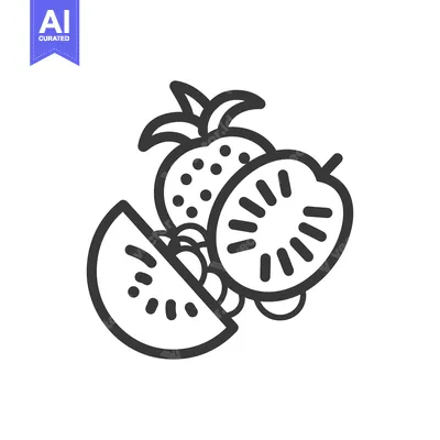 Popular premium asset: Line art illustration of strawberry and kiwi fruits