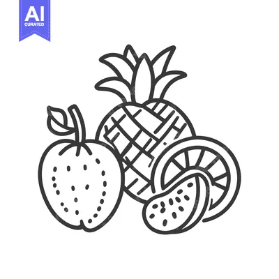 Premium design asset: A delightful assortment of fresh fruits includes pineapple apple and o