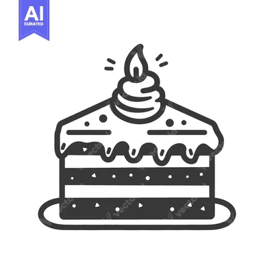 Aset desain premium: A single slice of cake with a candle on top