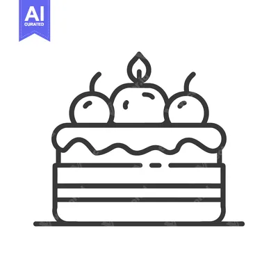Aset desain premium: Layered Cake Decorated With Cherries And A Candle