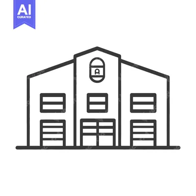 Premium design asset: Line drawing of a large commercial building
