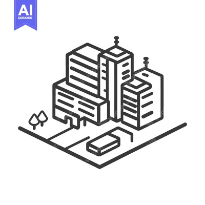 Isometric Illustration Of Modern City Buildings And Trees