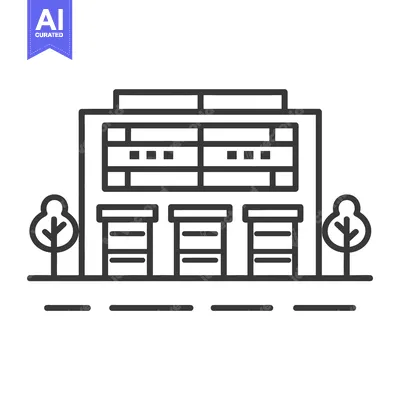 Modern Warehouse Building With Three Loading Docks And Trees