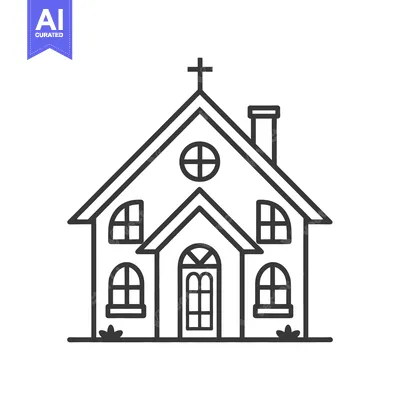 Aset premium populer: Simple Line Drawing Of A Small Church Building