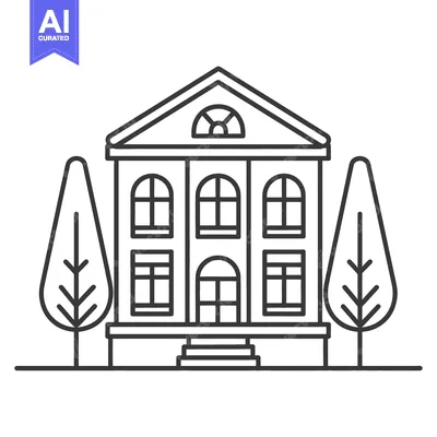 Aset premium populer: Classic House Design with Two Trees Flanking