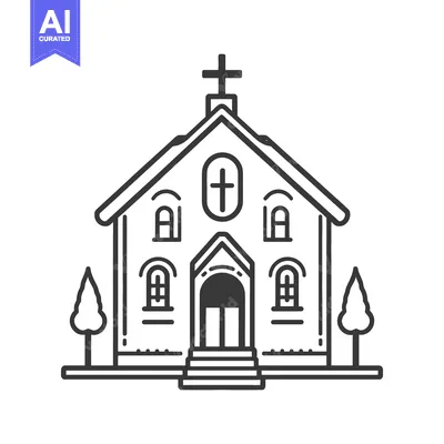 Simple Line Drawing Of A Church Building