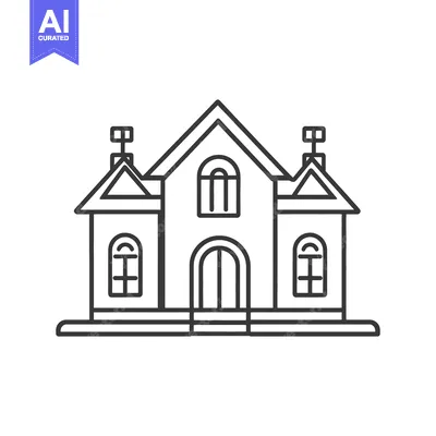 Popular premium asset: Line drawing of a symmetrical three sectioned house