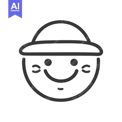 Aset desain premium: Happy Face Wearing A Wide Brimmed Hat