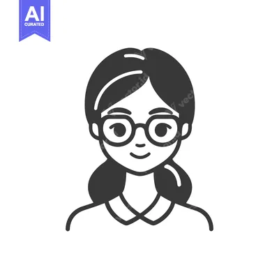 Premium design asset: A simple illustration of a woman wearing glasses