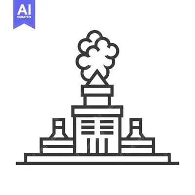 Aset desain premium: Industrial Power Plant Building Emits Smoke
