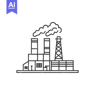 Industrial Factory Building Emits Smoke Pollution
