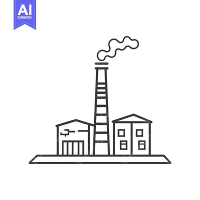 Aset premium populer: Industrial Factory Complex Showing Smoke Stack Emission