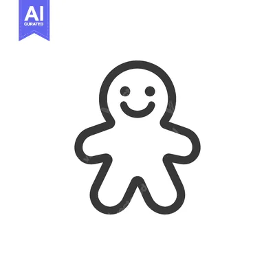 Popular premium asset: A Simple Line Drawing Of A Smiling Gingerbread Man