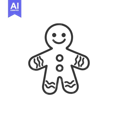 Popular premium asset: A Simple Line Drawing Of A Smiling Gingerbread Man